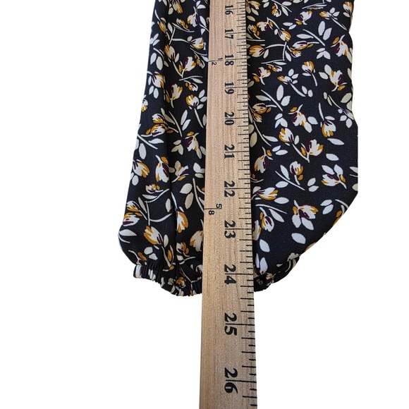 Zara Womens Floral Babydoll Mini Dress Black Yellow Long Sleeve Size S 4437/290 - Picture 9 of 9